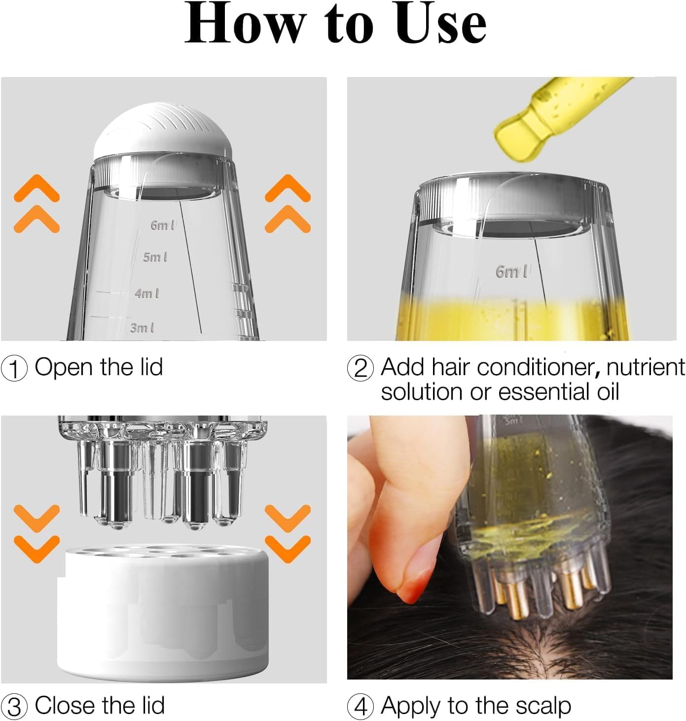 Hair Oil Applicator Bottle - Hair Root Oil Applicator Comb, Ball Root Comb Applicator Bottle Scalp Massager Hair Growth